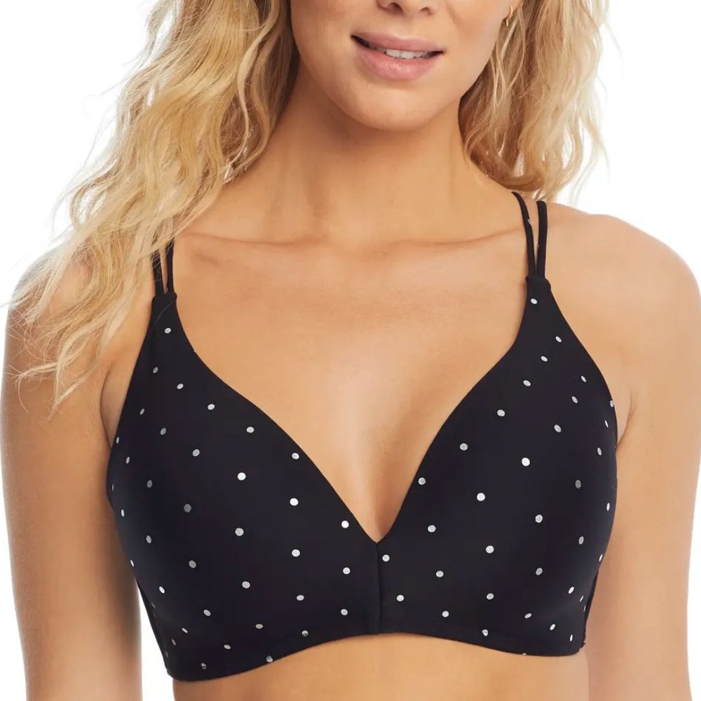 Coco Reef Metallic Dot FormFit Bra-Sized Molded Cup Bikini Top Black